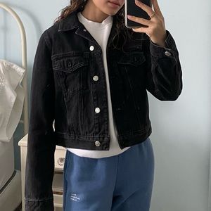 Top Shop Black Cropped Jean Jacket
